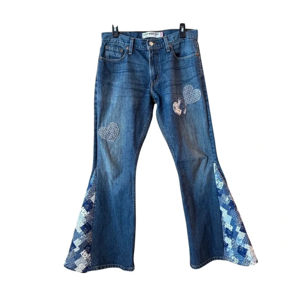 Upcycled Boyfriend Style Levi’s 527 Jeans | Boho Festival | OOAK 30x30 hearts 💕